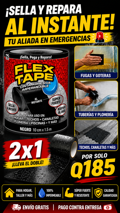 💧 FLEX TAPE® | Cinta Adhesiva Impermeable de Alta Resistencia