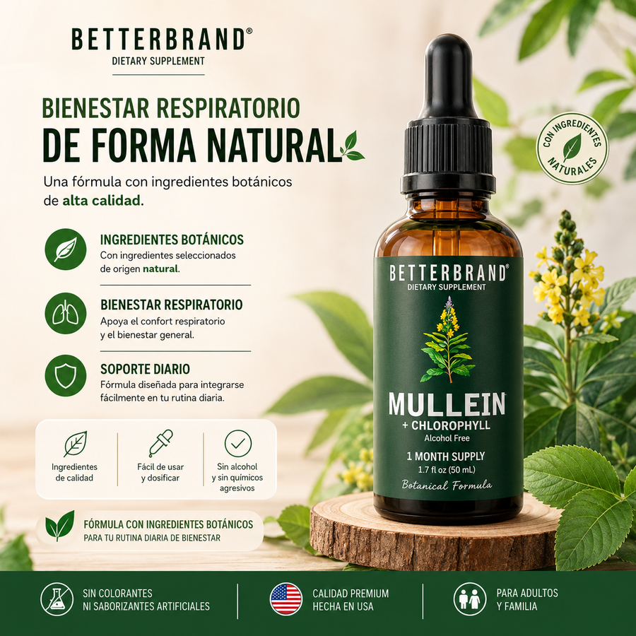 🌿 Better Lungs™ Mullein + Chlorophyll | Bienestar Respiratorio Natural